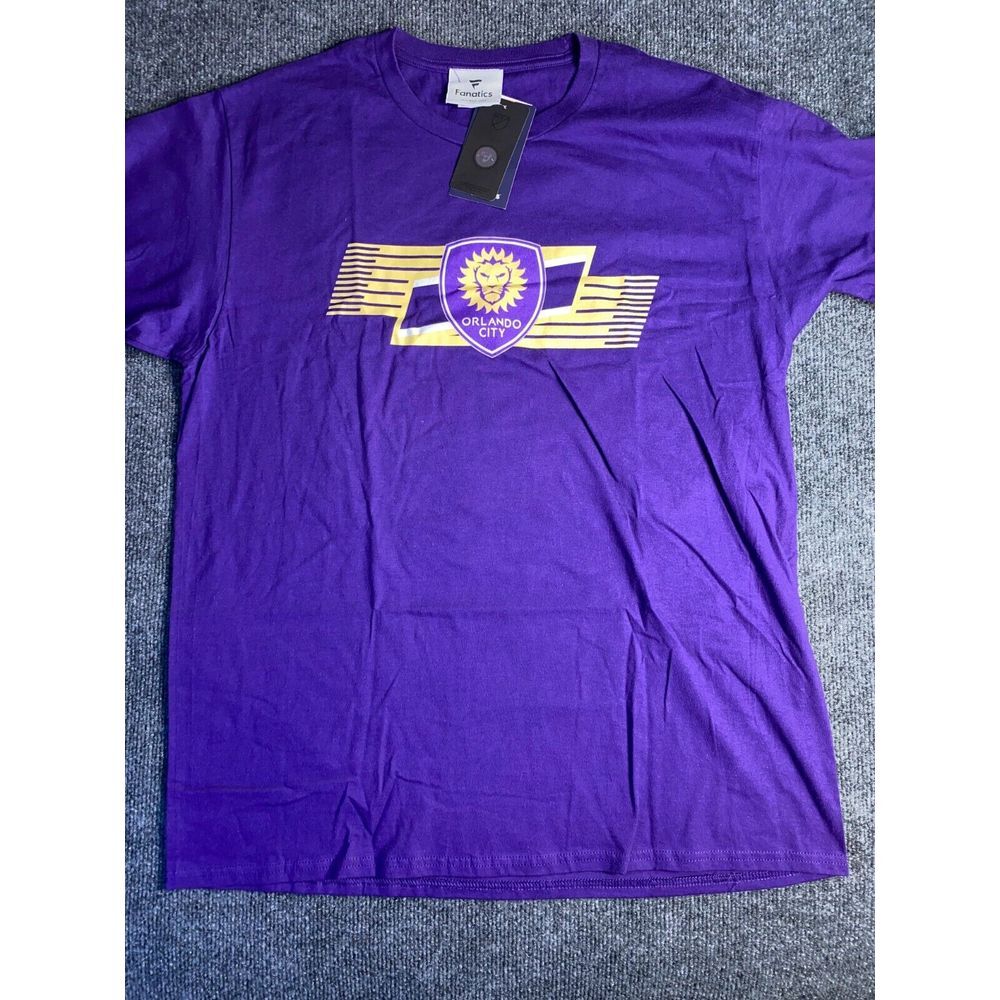 MLS Orlando City SC Fanatics T Shirt Football Sports Men Large Blue Short Sleeve